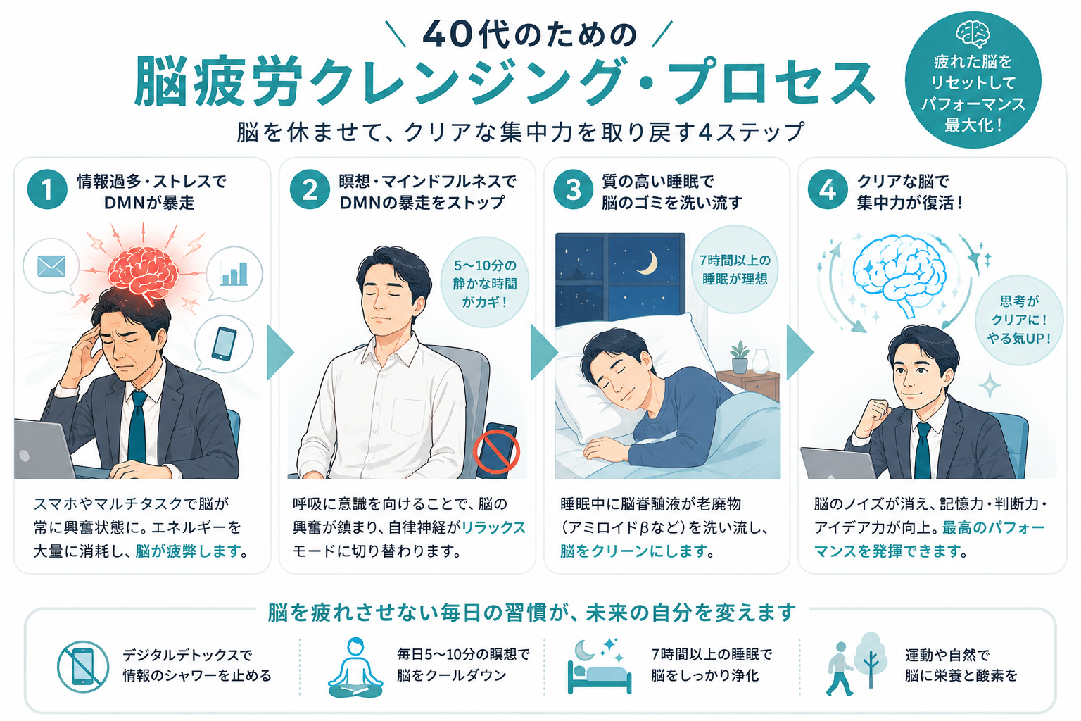 40代の脳疲労を回復させブレインフォグを解消する5ステップのクレンジングロードマップ
